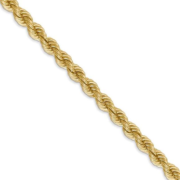 5mm, 14k Yellow Gold, Handmade Solid Rope Chain Necklace, 24 Inch - Picture 1 of 8